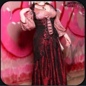 Damsel in This Dress Peacock Vixen Red & Black Medallion Corset Size 41 NWT 💃